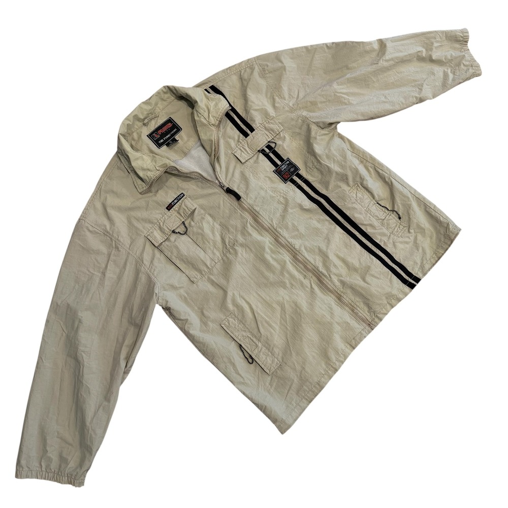 ASG Athletic USA Function VTG 90s XL Tan Nylon Windbreaker Jacket Stripe READ - Picture 13 of 16